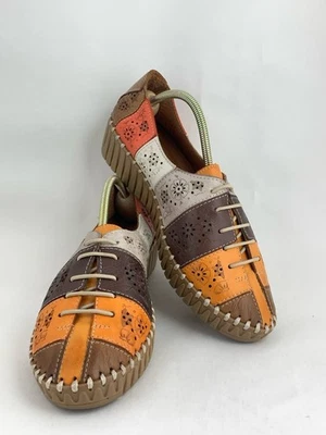 Zapato de cuña Stegmann Spring Step de cuero multicolor con cordones Reino Unido 6 UE 39 Foto 1 de 4