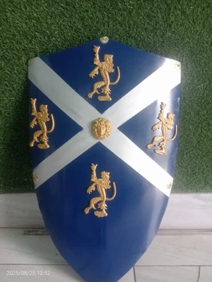 Escudo Medieval Escocés Cruz León | Armadura Caballero Azul y Blanco Foto 1 de 4
