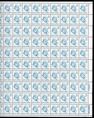United States 1988 Jack London Scott# 2182 Full Sheet of 100 Mint XF OG NH Gem - Image 1 of 2