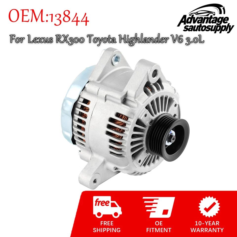 Alternator For 1999-2003 Lexus RX300 2001-2003 Toyota Highlander 3.0L V6 13844 - Image 1 of 4