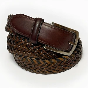 Cinturón trenzado vintage Dockers para hombre 38 cuero marrón oscuro trenzado hebilla plateada - Imagen 1 de 7