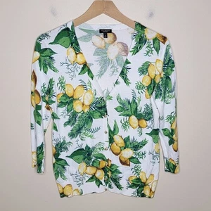 Talbots | Zitronenmuster V-Ausschnitt Knopfleiste 3/4 Ärmel Cardigan Pullover Größe Small - Bild 1 von 5