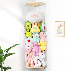 Rete Portaoggetti Angolare - Altezza Regolabile Legno Peluche Organiz - Foto 1 di 3