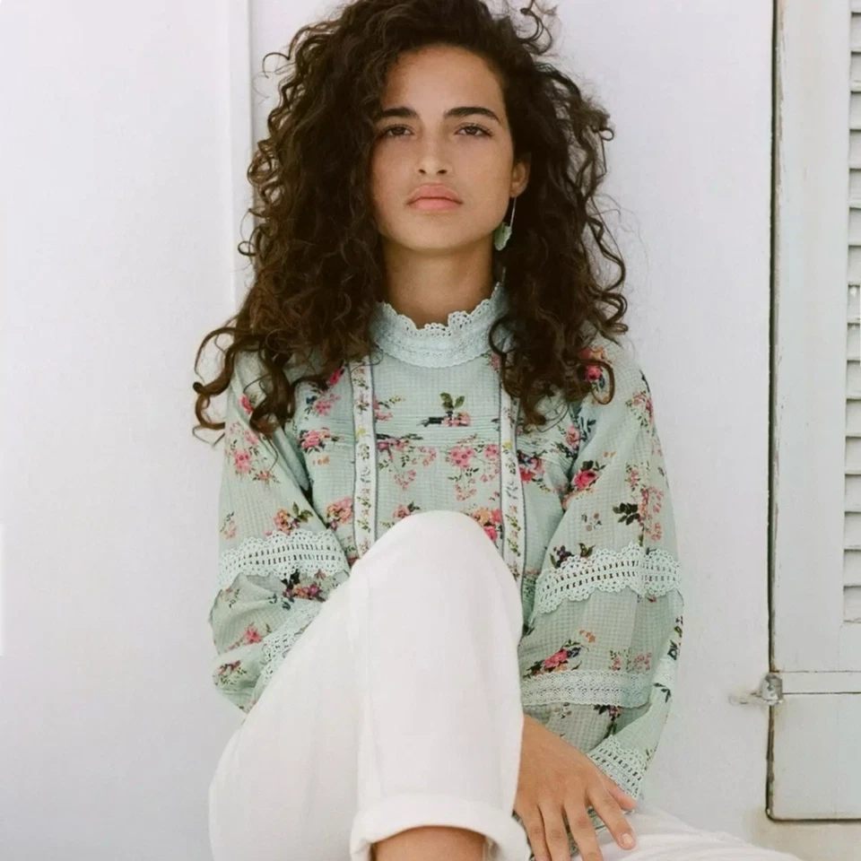 Блузка кружевная с цветочным узором Anthropologie Hemant & Nandita Amour размер XL Cottagecore Prairie - Изображение 1 из 4