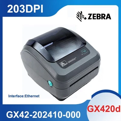 Zebra GX420d Direct Thermal Barcode Label Printer Ethernet GX42-202410-000 - Image 1 of 4