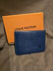 Louis Vuitton Slim Bifold ID Card Wallet Blue Epi Leather 