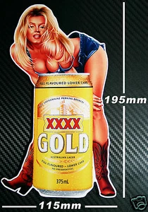 XXXX Gold Beer Can Pin Up Girl Sticker Speedway Toolbox Bar Fridge Man cave BBQ - Picture 1 of 1