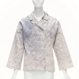 CHRISTIAN DIOR Kids bleached blue washed Cannage quilted dye denim jacket 13Y XS - Picture 1 of 11