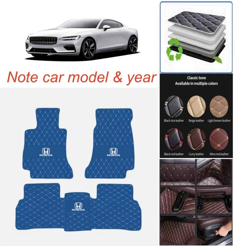 For Honda All Weather Car Floor Mats Luxury Custom Liners Auto Pads Waterproof Foto 1 de 4