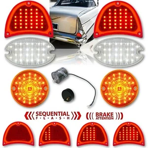 57 Chevy Bel Air Sequential LED Tail / Back Up / Park Light Lenses & Flasher Set - Picture 1 of 12