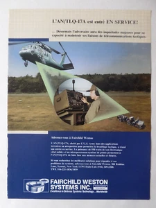 3/1985 PUB FAIRCHILD WESTON SCHLUMBERGER AN/TLQ-17A US ARMY ORIGINAL FRANZÖSISCHE ANZEIGE - Bild 1 von 1