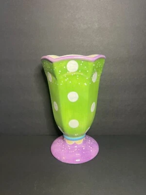 Сертифицированный международный Lori Whimsy зеленый фиолетовый в горошек мороженое Sundae чашка - Изображение 1 из 4