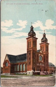 Antigua 1910 Spokane, Washington Postal Iglesia Nuestra Señora de Lourdes Catedral - Imagen 1 de 2