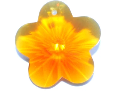 A 29mm Amber Flower Crystal Glass Pendant bead DIY Jewellery Making - Image 1 of 2
