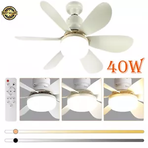 2 In 1 Ceiling Socket Fans with Dimmable LED Light Remote Control 3 Speed Fan US - Picture 1 of 7