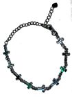 Genuine Paua  Sea Shell 7 1/2" Cross Bracelet~~~Multi Colored Jewelry~~~NWT!!!
