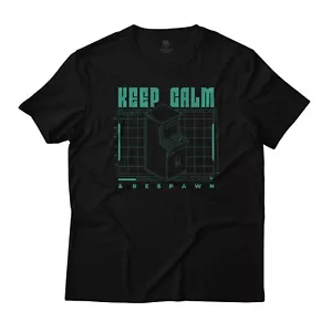 Camiseta de algodón Keep Calm & Respawn para jugadores divertida arte gráfico - Imagen 1 de 10
