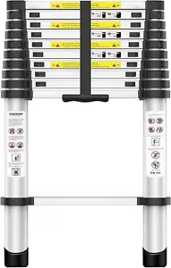 Exleiter 3.2M Telescoping Ladder, Aluminum Lightweight 3.2M/10.5FT Silver - Picture 1 of 8