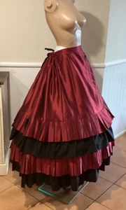 Vintage Victorian Burgandy 1800s Skirt 12 - Picture 1 of 8