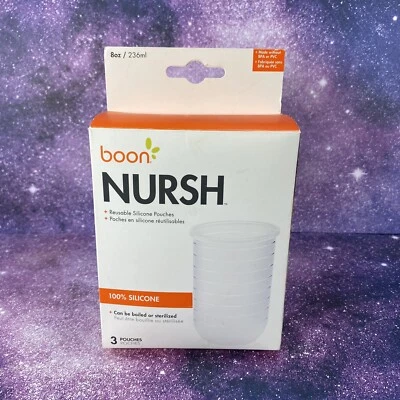 Boon Nursh медсестра многоразовый силиконовый мешочки 3 Baby 8 унций бутылочка совершенно новый - Изображение 1 из 4