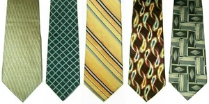 Mens Neck Tie Lot of 5 DKNY GAP Palatina Palmer Silk Stripe Tan Yellow Blue NWOT - Bild 1 von 12