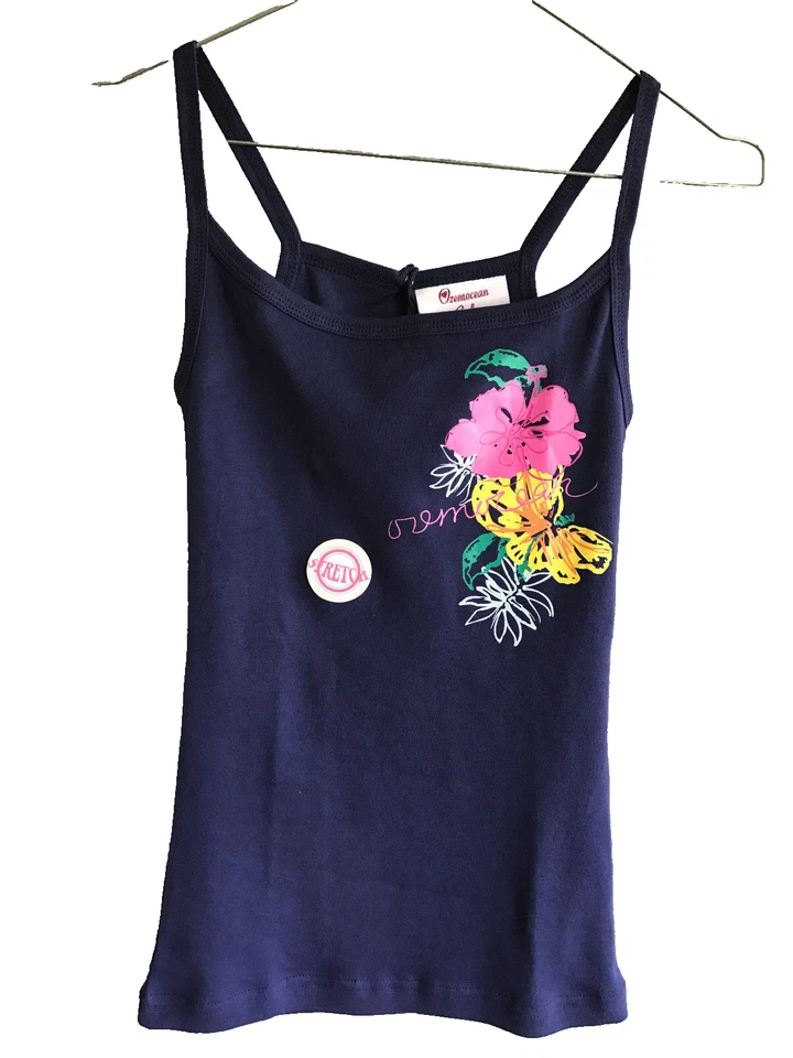 BNWT Girls Sz 14 Pretty Floral Print Navy Ozemocean Dainty Strap Singlet Top - image 1 of 1
