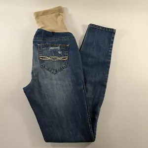 Indigo Rein Maternity Skinny Distressed Blue Denim Jeans Womens Size Small - Picture 1 of 6