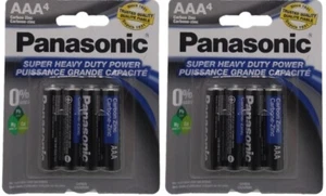 8 Super Heavy Duty Power Panasonic Triple AAA 1.5V Carbon Zinc Batteries 2x4 - Picture 1 of 3