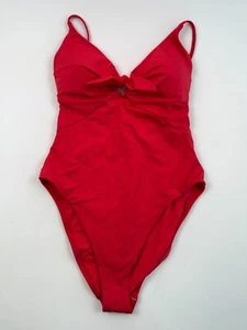 Trina Turk Women One Piece Tie Front High Leg Swimsuit  Red  Size 10  NWT - Picture 1 of 9