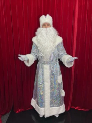 Серебряный блестящий новогодний костюм Санты - Изображение 1 из 2