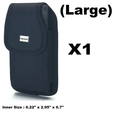 LARGE RUGGED CELL PHONE VERTICAL POUCH WITH METAL CLIP AND BELT LOOP HOLSTER - Image 1 of 4