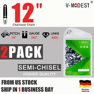PACK DE 2 semi cinceles de cadena de motosierra de 12"" para Stihl HT101 HT70 HT56C 1/4" .043 64DL - Imagen 1 de 8