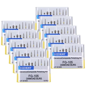 AZDENT Dental Fresas de Diamante Cerámica/Kit FG105 de Pulido Compuesto - Picture 1 of 16