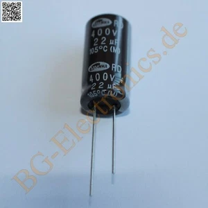10 x 22µF 22uF 400V 105° RM5 Elko Kondensator Capacitor Ra Samwha E-Cap 10pcs - Bild 1 von 1
