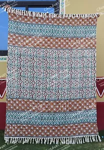 Manta de flecos de espina de arenque EverHome de gran tamaño talla 50"" X 70"" 100 % algodón - Imagen 1 de 6