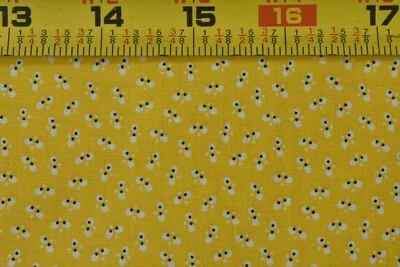 9" Long, Vintage, Tiny Black & White Print on Bright-Yellow Quilt Cotton, V201 - Image 1 of 4