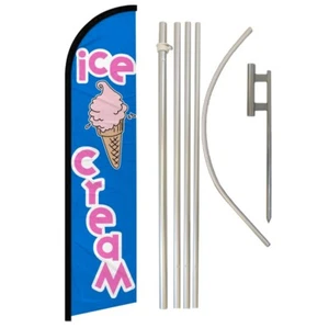 Ice Cream Windless Banner Swooper Advertising Flag Pole Kit Concessions Food - Picture 1 of 8