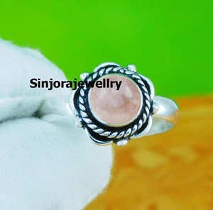 Rose Quartz Gemstone 925 sterling silver handmade Gift Ring US size 5 to 10 - Picture 1 of 4