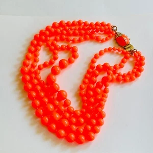 J.Crew Collar Designer Necklace Statement Bright Orange Collar Beaded LadyBug - Picture 1 of 7