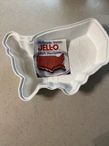 Vintage Jello Jell-O White USA Map Mold 4th of July Patriotic with Recipes New - Picture 1 of 5