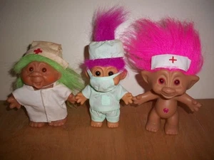 VINTAGE TROLL 3 RUSS DAM DOCTOR NURSES HOSPITAL LOT - Picture 1 of 6
