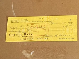 JSA Harry Hooper Signed Check Boston Red Sox HOF Autograph 4/5/1966 COA - Picture 1 of 6