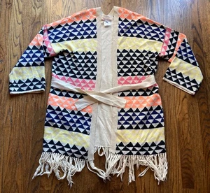 Mara Hoffman Strickjacke Pullover Damen klein Wollmischung lang geometrisch mit Gürtel - Bild 1 von 12