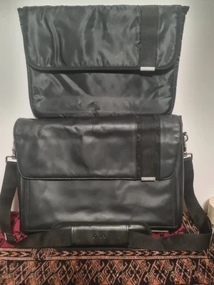 惠普真皮笔记本电脑包公文包 单肩包 邮差包 黑色 商务包 — 第 1/4 张图片