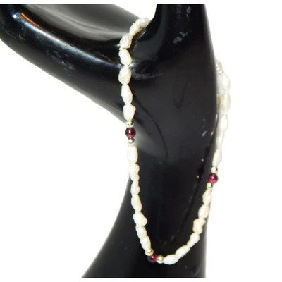 Pulsera artesanal vintage de perlas y rubíes de agua dulce de belleza natural Foto 1 de 4