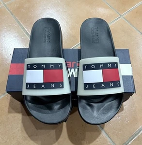 Tommy Hilfiger Jeans Glow In The Dark Slides Mens Size US 9 = EUR 42 Slippers ✅ - Picture 1 of 7