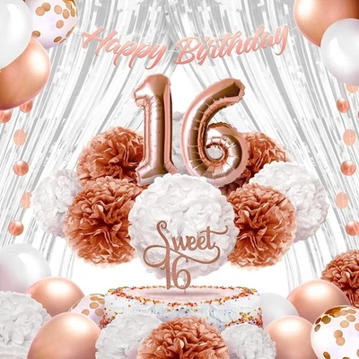 EpiqueOne 41-Piece Rose Gold Sweet 16 Birthday Decoration for Girls - Image 1 of 4