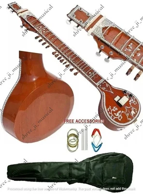 Instrumento de sitar profesional Indian Tun madera 7 cuerdas principales 9 simpático  Foto 1 de 4