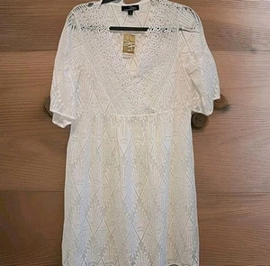 Suzanne Betro White Sheer Bathing Suit Cover Up Dress Women's Small NWT $94 - Picture 1 of 8
