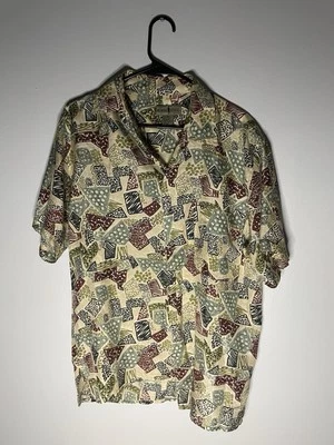 Camisa hawaiana vintage Robert Stock para hombre pequeña 100 % seda abotonada manga corta Foto 1 de 4